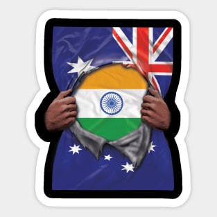 India Flag Australian Flag Ripped - Gift for Indian From India Sticker